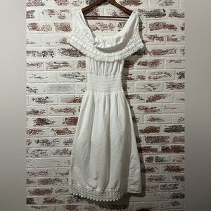 Seaspice Dress Off Shoulder Resort Wear Peasant Cottage Core White Sz M